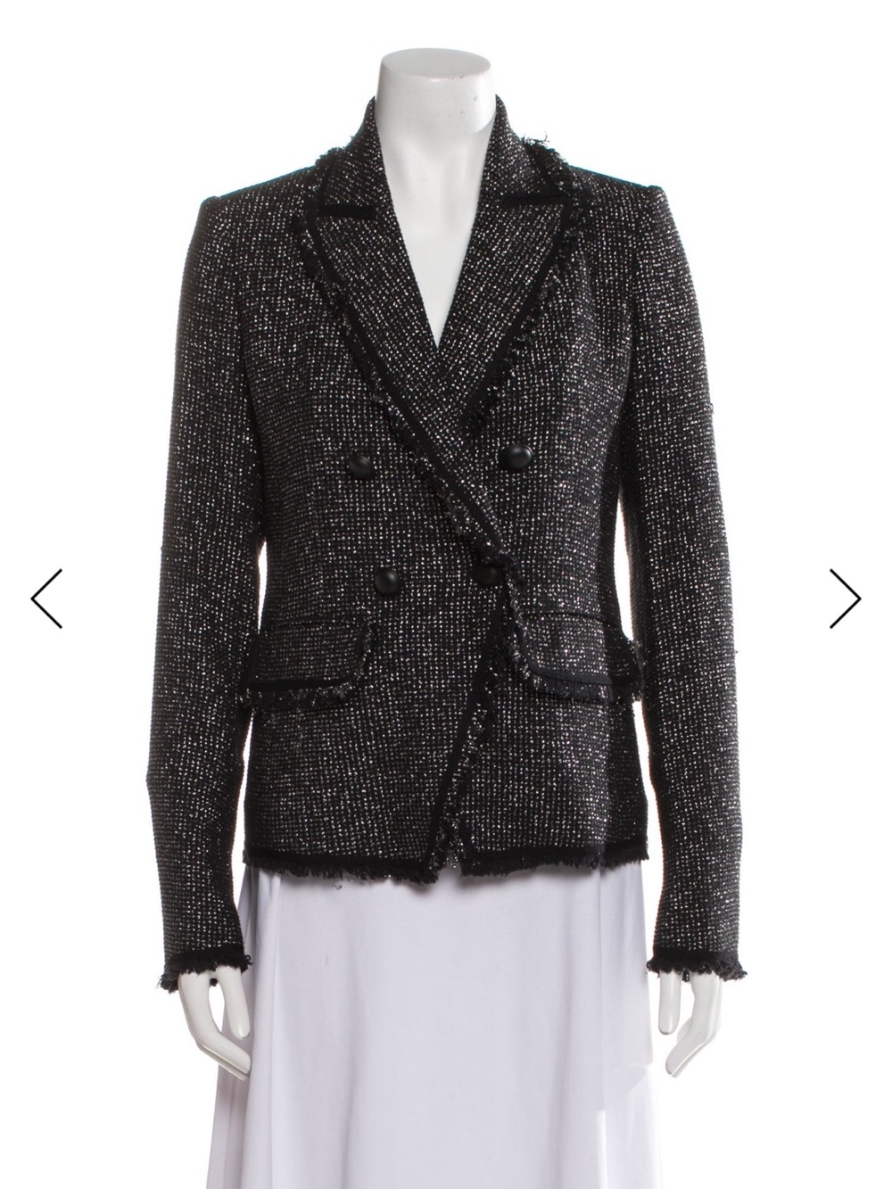 Veronica Beard Sz 4 Black Metallic Tweed Double-Breasted Blazer